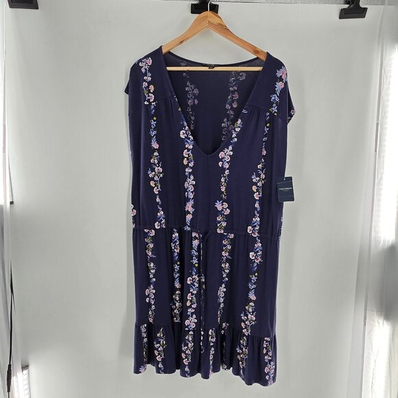 Lucky Brand Sleeveless V-Neck Elastic Waist Drawstring Floral Dress Women Large - Picture 2 of 7